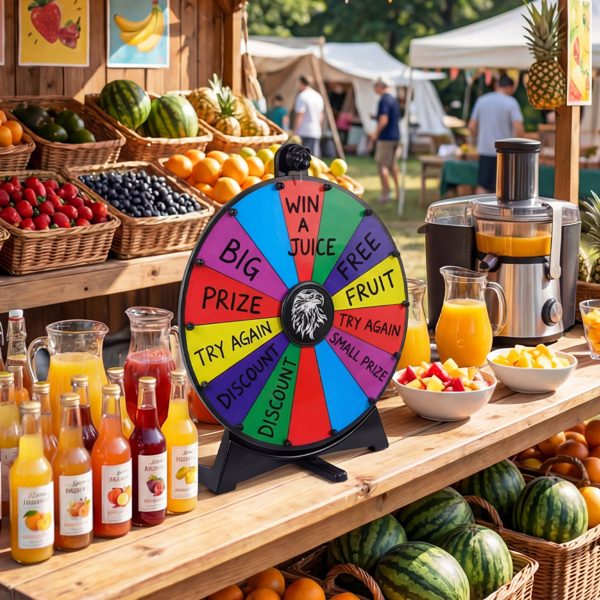 20 Inches 14 Slots Spin Wheel with Blackboard Marker for Prizes-Multicolor view 2