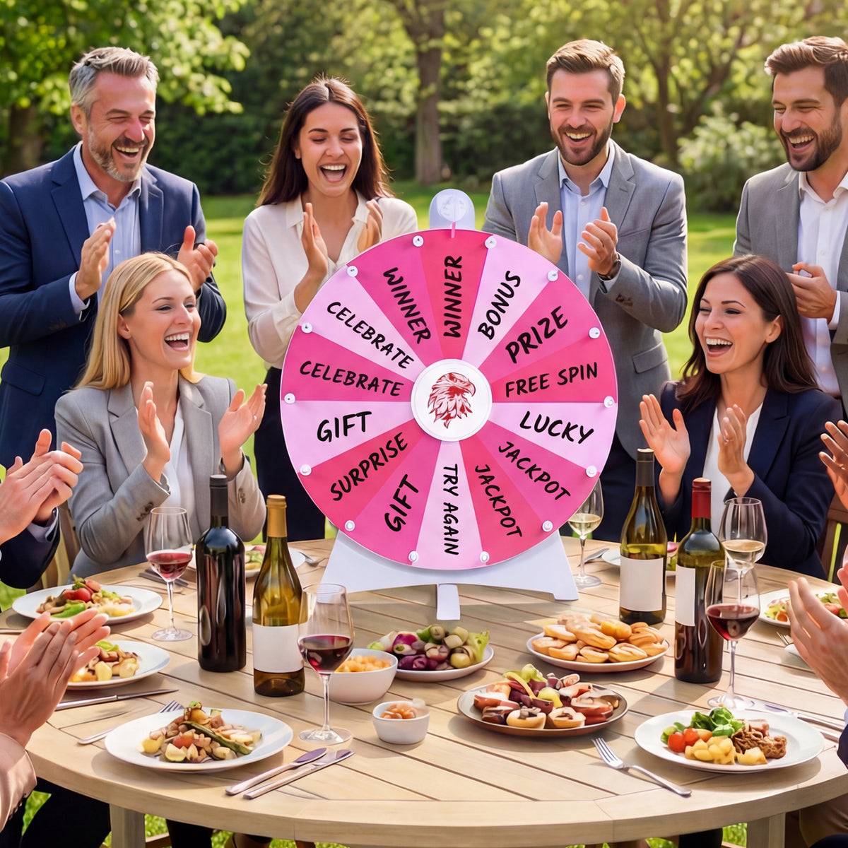 20 Inches 14 Slots Spin Wheel with Blackboard Marker for Prizes-Pink view 3