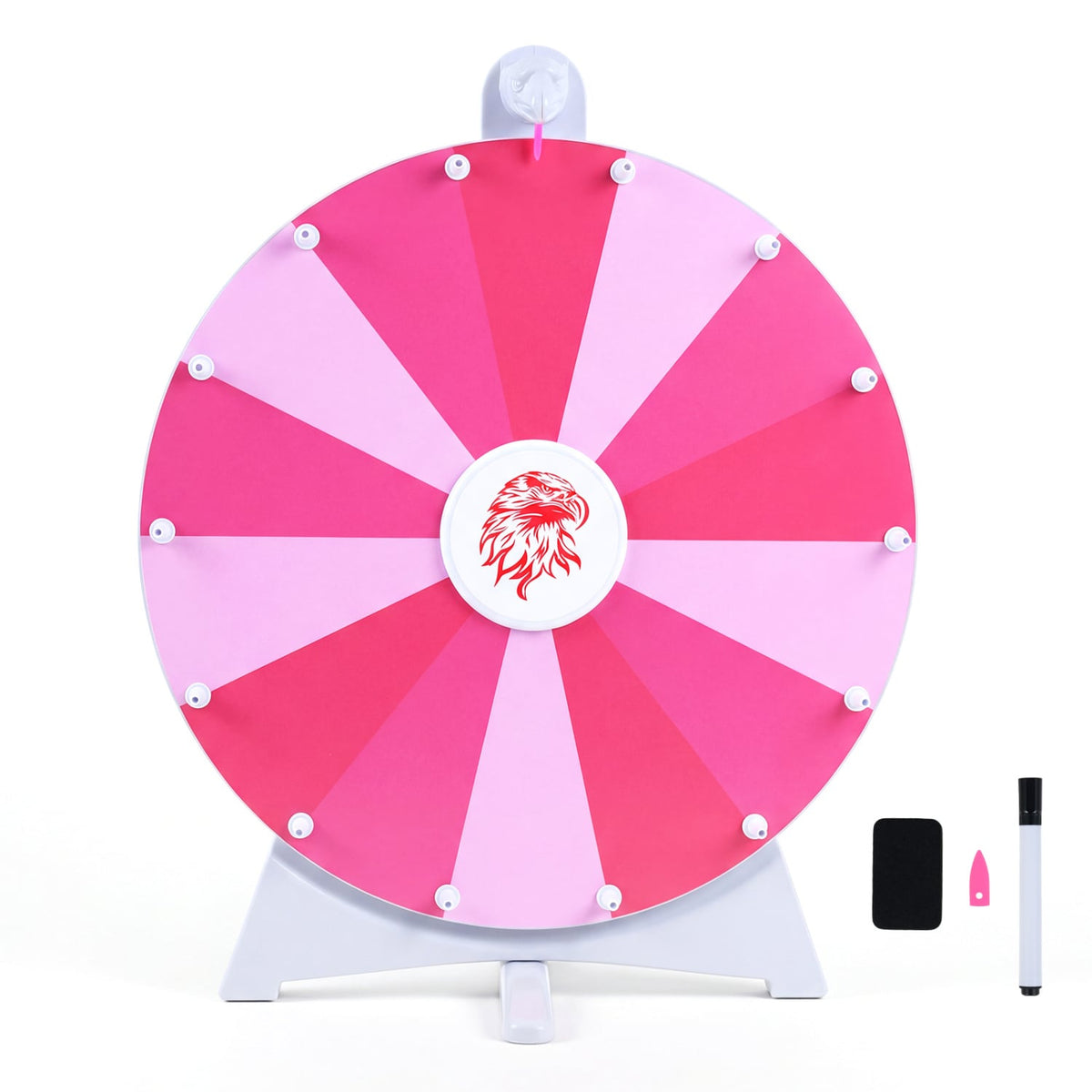 20 Inches 14 Slots Spin Wheel with Blackboard Marker for Prizes-Pink view 4