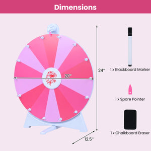 20 Inches 14 Slots Spin Wheel with Blackboard Marker for Prizes-Pink view 5