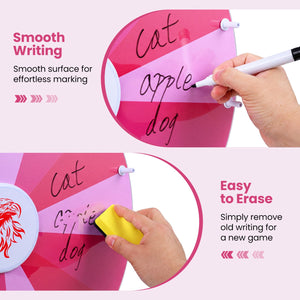 20 Inches 14 Slots Spin Wheel with Blackboard Marker for Prizes-Pink view 7