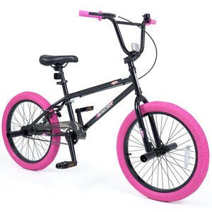 20 inches Trick Bicycle with 270 Degree Steering and Adjustable Seat for Kids and Teens-Pink