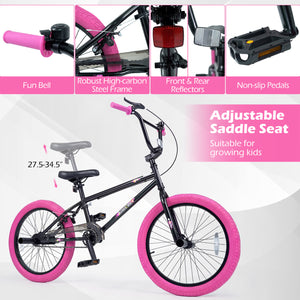 20 inches Trick Bicycle with 270 Degree Steering and Adjustable Seat for Kids and Teens-Pink view 9