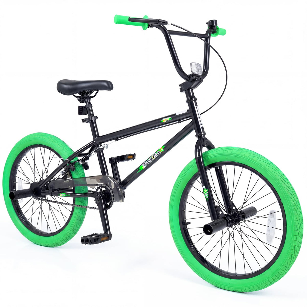 20 inches Trick Bicycle with 270 Degree Steering and Adjustable Seat for Kids and Teens-Green