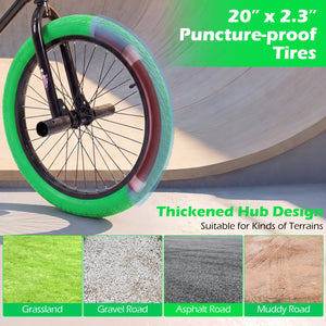 20 inches Trick Bicycle with 270 Degree Steering and Adjustable Seat for Kids and Teens-Green view 9