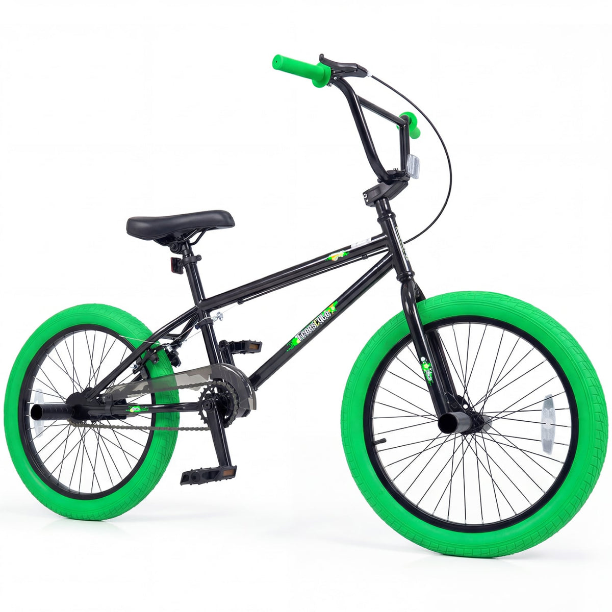 20 inches Trick Bicycle with 270 Degree Steering and Adjustable Seat for Kids and Teens-Green view 4
