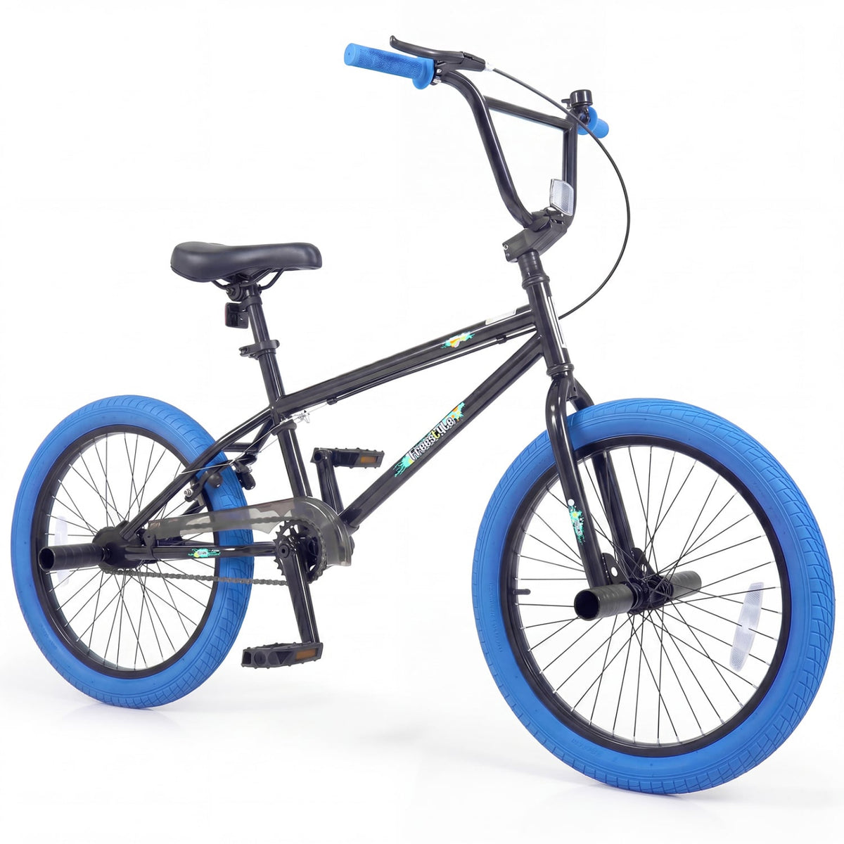 20 inches Trick Bicycle with 270 Degree Steering and Adjustable Seat for Kids and Teens-Navy