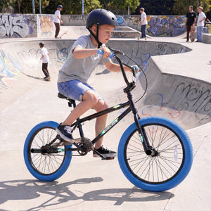 20 inches Trick Bicycle with 270 Degree Steering and Adjustable Seat for Kids and Teens-Navy view 3