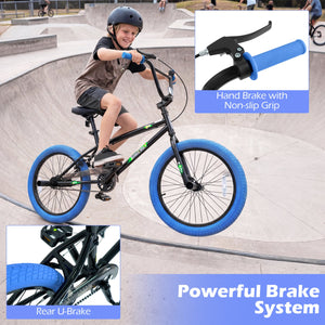20 inches Trick Bicycle with 270 Degree Steering and Adjustable Seat for Kids and Teens-Navy view 7