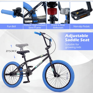 20 inches Trick Bicycle with 270 Degree Steering and Adjustable Seat for Kids and Teens-Navy view 9