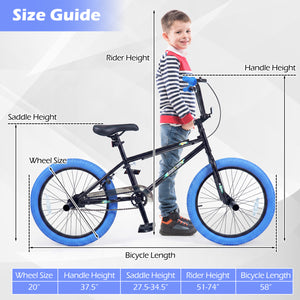 20 inches Trick Bicycle with 270 Degree Steering and Adjustable Seat for Kids and Teens-Navy view 4