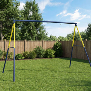 Qaba Kids Swing Set, Heavy Duty Metal 2 Seat Swing Stand Set with Ground Stakes, Supports 150 kg, Indoor Outdoor, Blue