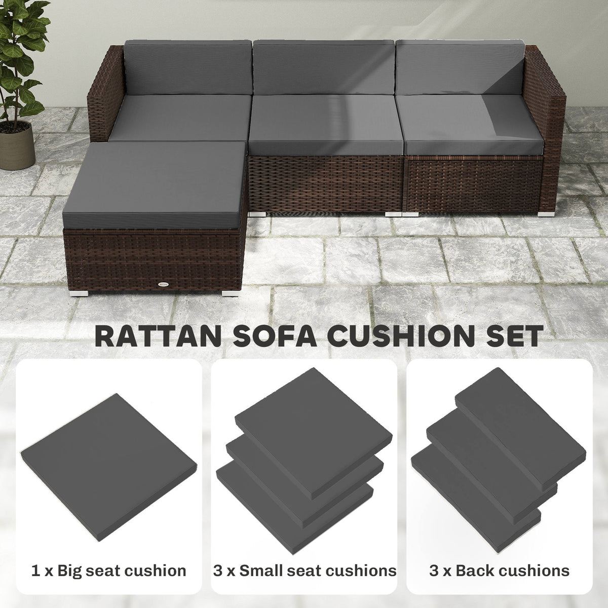 Patio Furniture Cushions Water-Repellent Outdoor Loveseat Cushion Removable Covers 23.6" x23.6", Cream – view 13