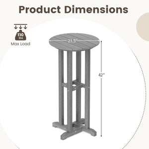 21.5 Inch Round Bar Table Patio HDPE Bar Height Dining Table with Slatted Tabletop-Gray view 5