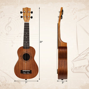 21 Inch Soprano Mahogany Wooden Ukelele Set with Adjustable Strap view 5