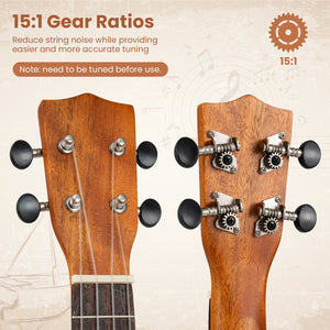 21 Inch Soprano Mahogany Wooden Ukelele Set with Adjustable Strap view 8