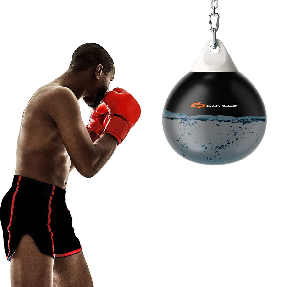 21 Inch Water Punching Bag with Adjustable Metal Chain-Black view 3
