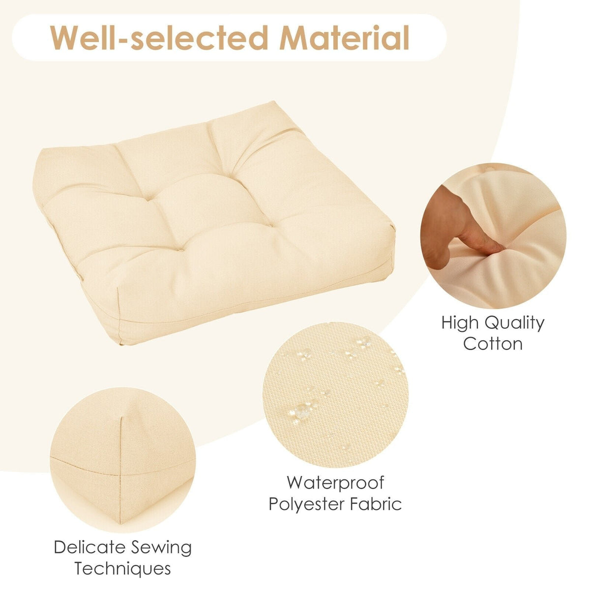 21 Inch, x 21 Inch Patio Chair Seat Cushion Pads for Indoor and Outdoor-Beige view 5