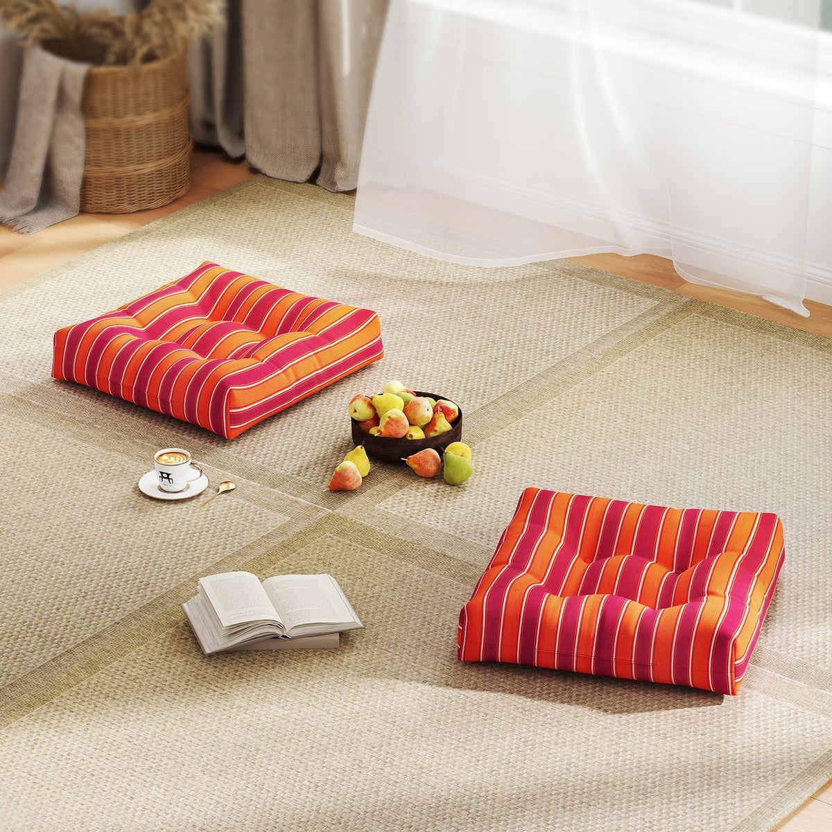 21 Inch x 21 Inch Patio Chair Seat Cushion Pads for Indoor and Outdoor-Orange view 3