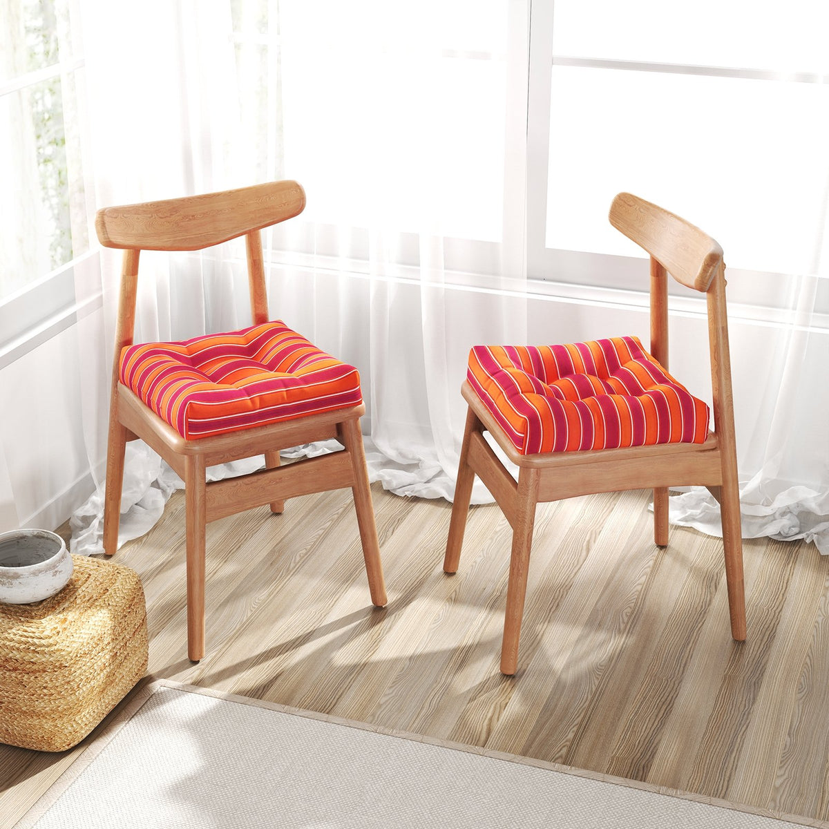 21 Inch x 21 Inch Patio Chair Seat Cushion Pads for Indoor and Outdoor-Orange view 5