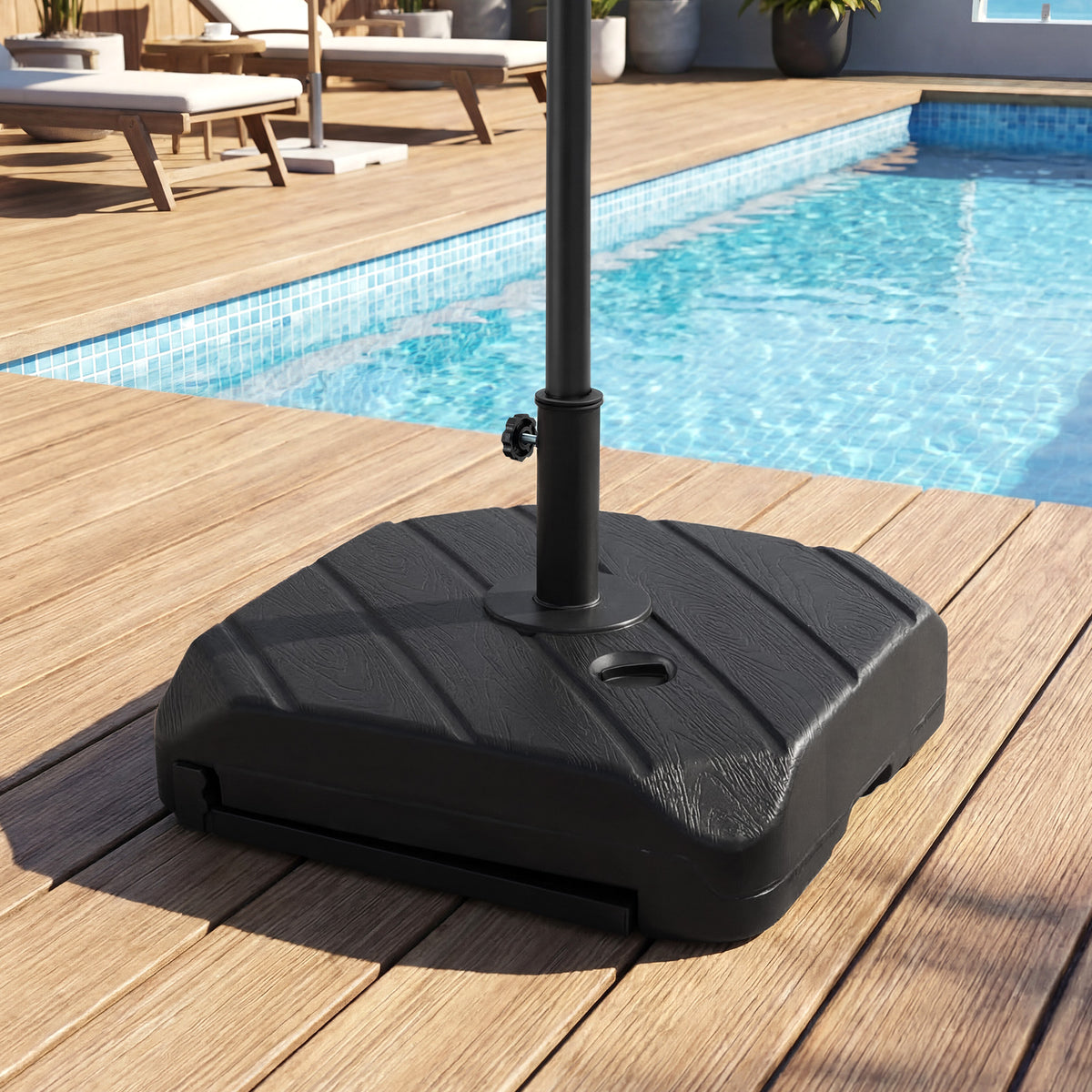 211 LBS Fillable Patio Umbrella Base with Wheels and Telescopic Pull Rod view 6