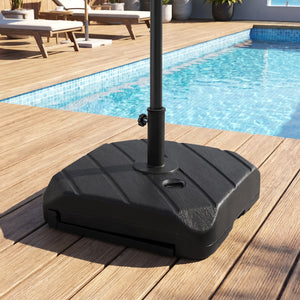 211 LBS Fillable Patio Umbrella Base with Wheels and Telescopic Pull Rod view 6