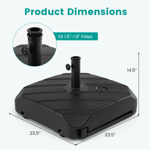 211 LBS Fillable Patio Umbrella Base with Wheels and Telescopic Pull Rod view 5
