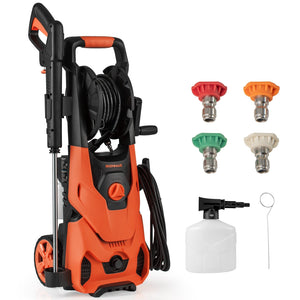 2150PSI Electric Pressure Washer 1.2GPM with 4 Quick Connect Nozzles and Foam Cannon-Orange view 3