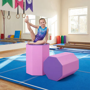 22.5 inches x 26 inches Octagon Tumbling Mat with Zippered Cover and Thick Foam Filling-Pink view 3
