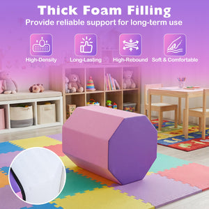 22.5 inches x 26 inches Octagon Tumbling Mat with Zippered Cover and Thick Foam Filling-Pink view 6