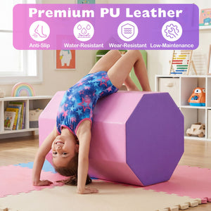 22.5 inches x 26 inches Octagon Tumbling Mat with Zippered Cover and Thick Foam Filling-Pink view 7