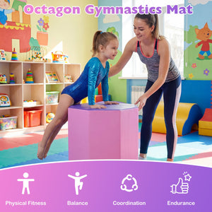 22.5 inches x 26 inches Octagon Tumbling Mat with Zippered Cover and Thick Foam Filling-Pink view 8