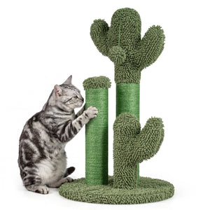 22 Inch Cactus Cat Scratching Post with Natural Sisal Rope-Green view 4