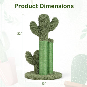 22 Inch Cactus Cat Scratching Post with Natural Sisal Rope-Green view 5