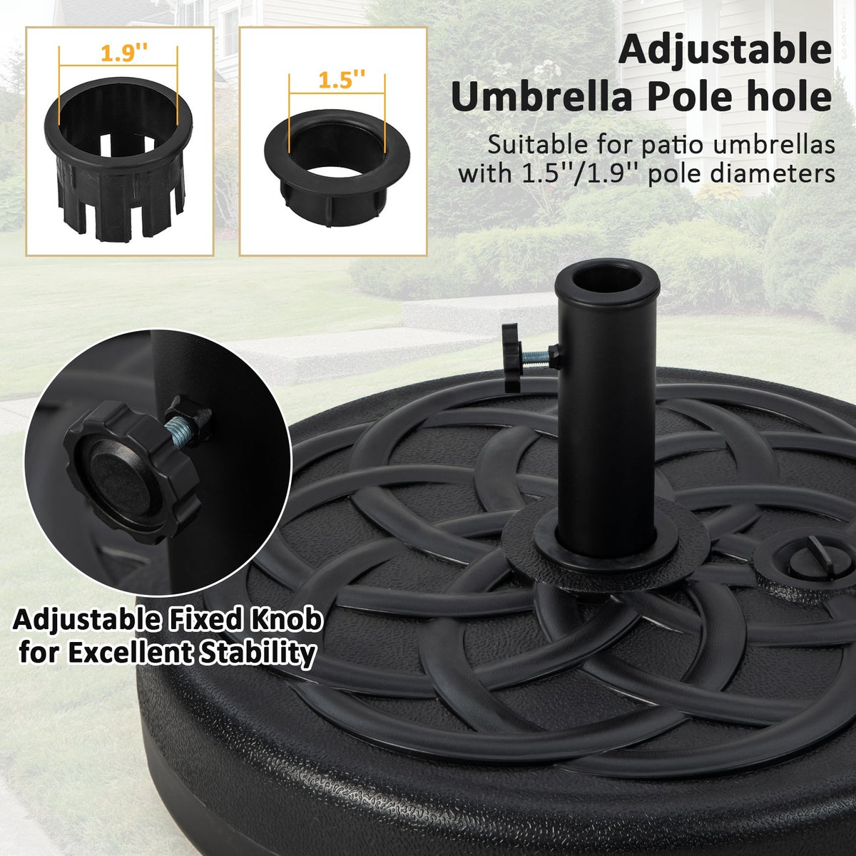 22 Inch Fillable Heavy-Duty Round Patio Umbrella Base Stand view 9