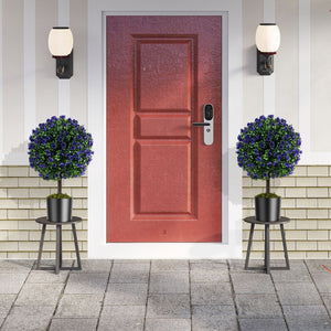 22 Inch Set of 2 Artificial Purple Rose Topiary Ball Trees with Cement-Filled Pot-Purple view 2