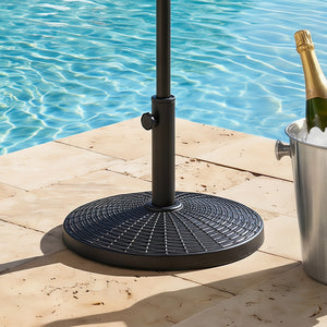 22 lbs Patio Resin Outdoor Umbrella Base with Wicker Style for Outdoor Use-Black view 2