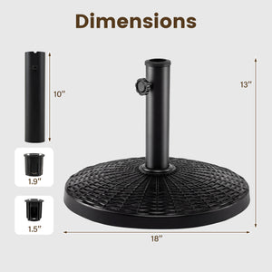 22 lbs Patio Resin Outdoor Umbrella Base with Wicker Style for Outdoor Use-Black view 3