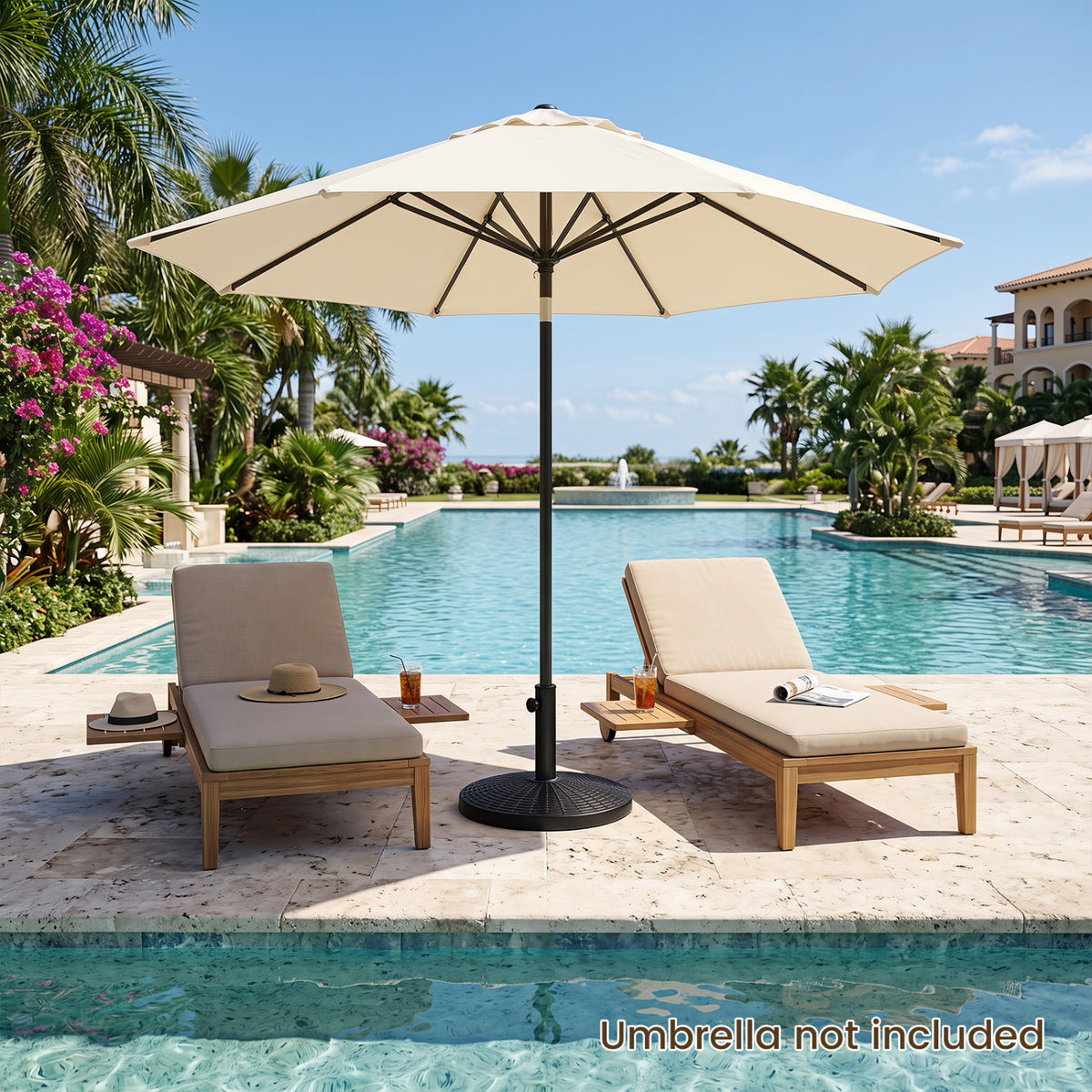 22 lbs Patio Resin Outdoor Umbrella Base with Wicker Style for Outdoor Use-Black view 5