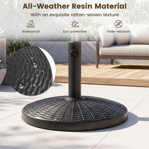 22 lbs Patio Resin Outdoor Umbrella Base with Wicker Style for Outdoor Use-Black view 6