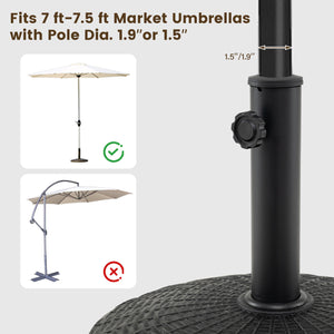 22 lbs Patio Resin Outdoor Umbrella Base with Wicker Style for Outdoor Use-Black view 9