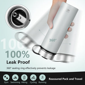 22 Oz Double-walled Insulated Stainless Steel Water Bottle with 2 Lids and Straw-Gray view 3