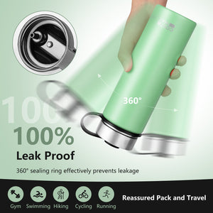 22 Oz Double-walled Insulated Stainless Steel Water Bottle with 2 Lids and Straw-Green view 3