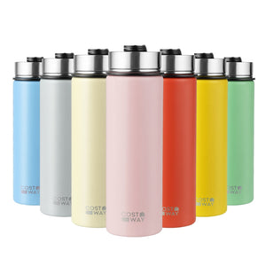 22 Oz Double-walled Insulated Stainless Steel Water Bottle with 2 Lids and Straw-Orange view 8
