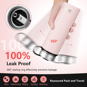 22 Oz Double-walled Insulated Stainless Steel Water Bottle with 2 Lids and Straw-Pink view 3