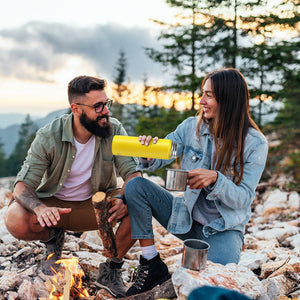 22 Oz Double-walled Insulated Stainless Steel Water Bottle with 2 Lids and Straw-Yellow view 7