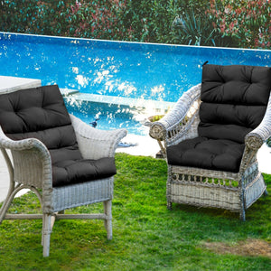 22 x 44 Inch Tufted Outdoor Patio Chair Seating Pad-Black view 3