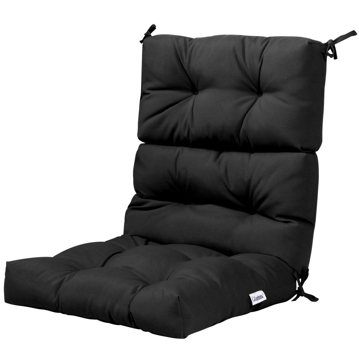 22 x 44 Inch Tufted Outdoor Patio Chair Seating Pad-Black view 4