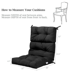 22 x 44 Inch Tufted Outdoor Patio Chair Seating Pad-Black view 5