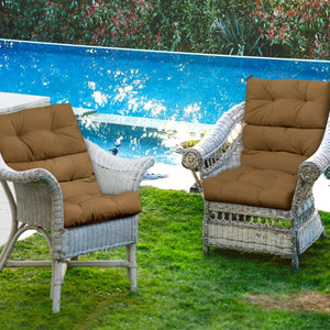 22 x 44 Inch Tufted Outdoor Patio Chair Seating Pad-Brown view 4